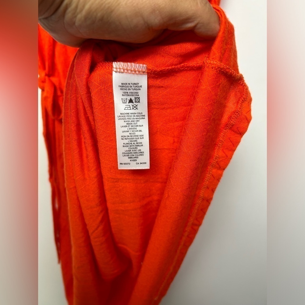 FRENCH CONNECTION Orange Sleeveless Orange V-Neck stretchy Dress 12 feminine - Picture 7 of 8